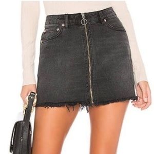 Free People black denim skirt